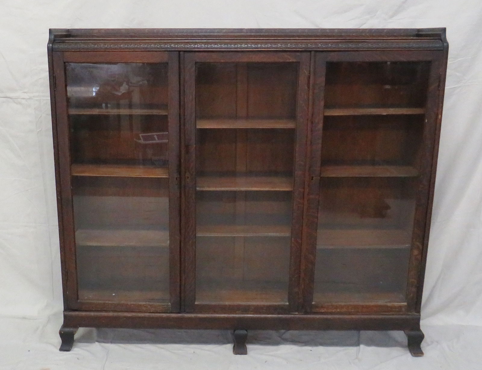 Antique Quarter Sawn Oak Triple Door Bookcase (1 of 3)