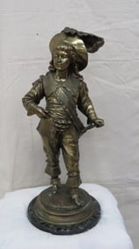 Large Vintage Bronze Cavalier Sculpture