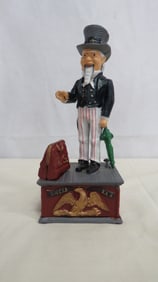 Vintage Cast Iron Uncle Sam Mechanical Bank