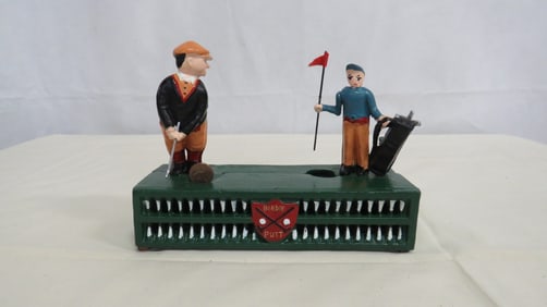 Vintage Cast Iron Birdie Putt Mechanical Bank