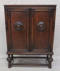 Antique Berkey & Gay Walnut Jacobean Cupboard