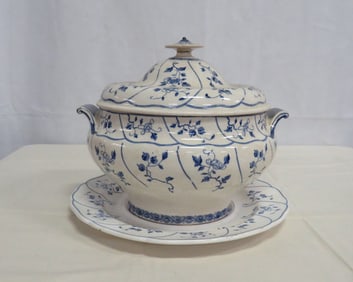 Antique Minton Blue & White Tureen Kent Pattern