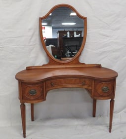 Vintage French Kidney Shaped Vanity with Chair