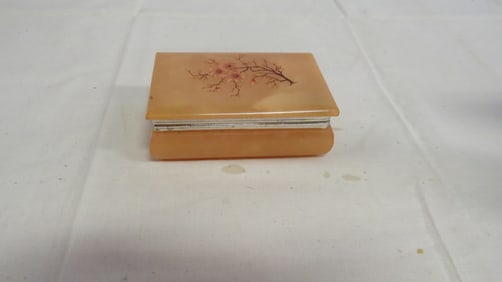 Vintage Italian Pink Alabaster HiMark Trinket Box