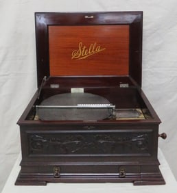 Stella Antique Mahogany Swiss Music Box & Discs