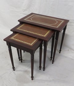 Vintage Tooled Leather Nesting Tables