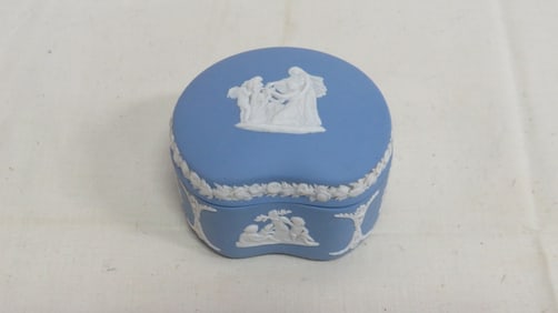 Wedgwood Blue Jasperware Heart Shape Box
