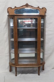 Antique Oak Round Glass China Cabinet