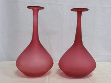 Pair Mid Century Modern Danish Art Glass Vases