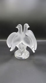 Vintage Lalique Crystal "Ariane" Doves Sculpture