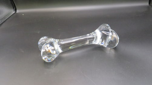 !970's Val St Lambert Crystal Dog Bone Sculpture
