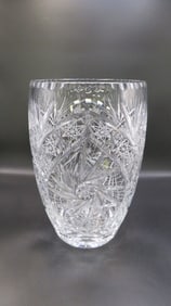 Vintage Large Czech Cut Crystal Vase