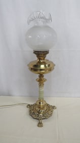 Vintage Brass & Onyx Banquet Lamp