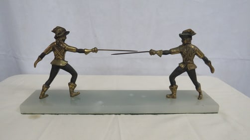 Mid Century Italian Duelling Muskateers Sculpture