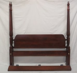 Vintage Mahogany Rice Carved King Size Poster Bed