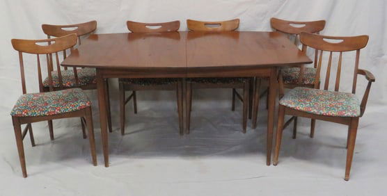 Mid Century Walnut Surfboard Dining Table & Chairs