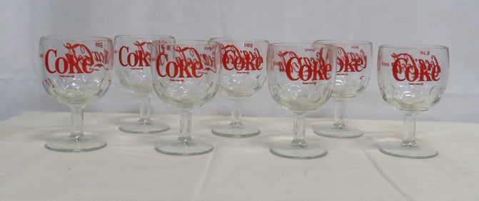 Vintage 1970's Enjoy Coca-Cola Glass Goblets