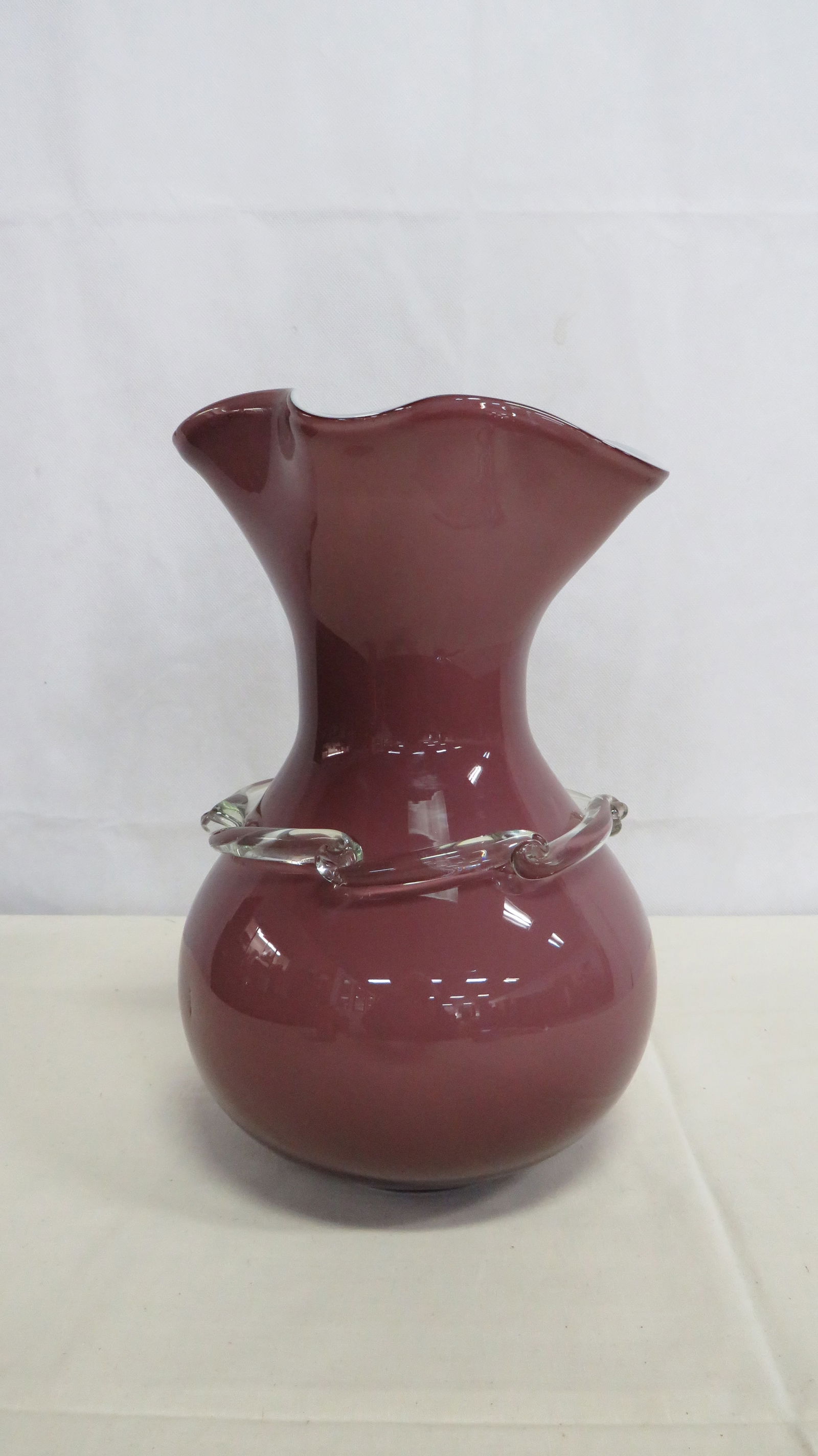 Vintage Large Art Glass Mauve Vase (1 of 4)
