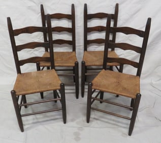 Set of Four Vintage Ladder Back Chairs