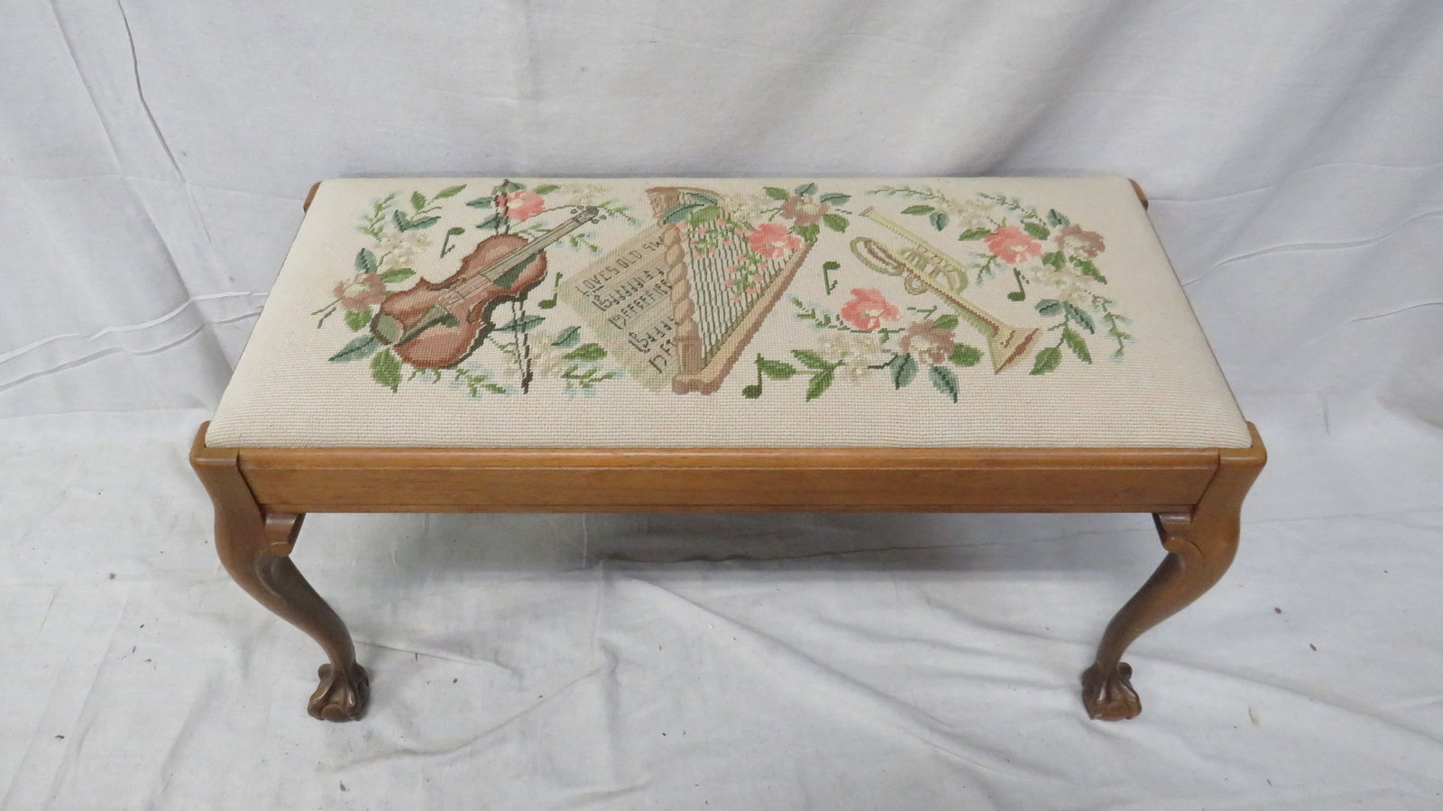 Antique Needlepoint Chippendale Bench (1 of 4)