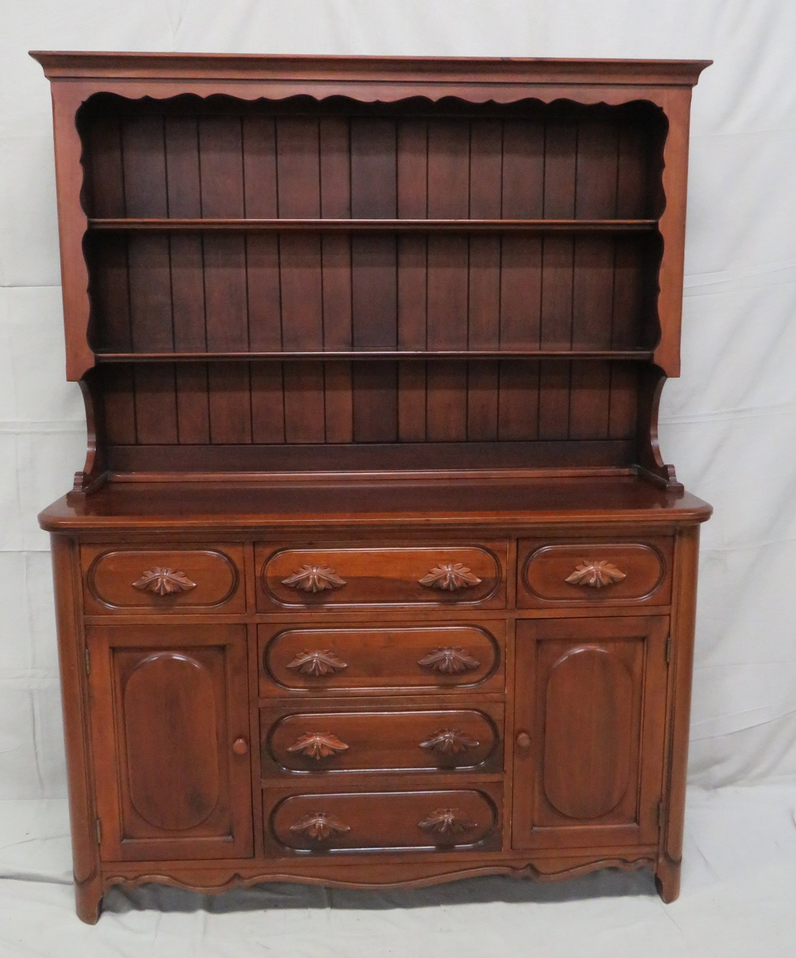 Antique Davis Cab Co Lillian Russell China Cabinet: Antique Davis Cab Co Lillian Russell China Cabinet in good condition, Open Hutch Top, Dovetailed Drawers, 72.5''H x 56''W x 20''D