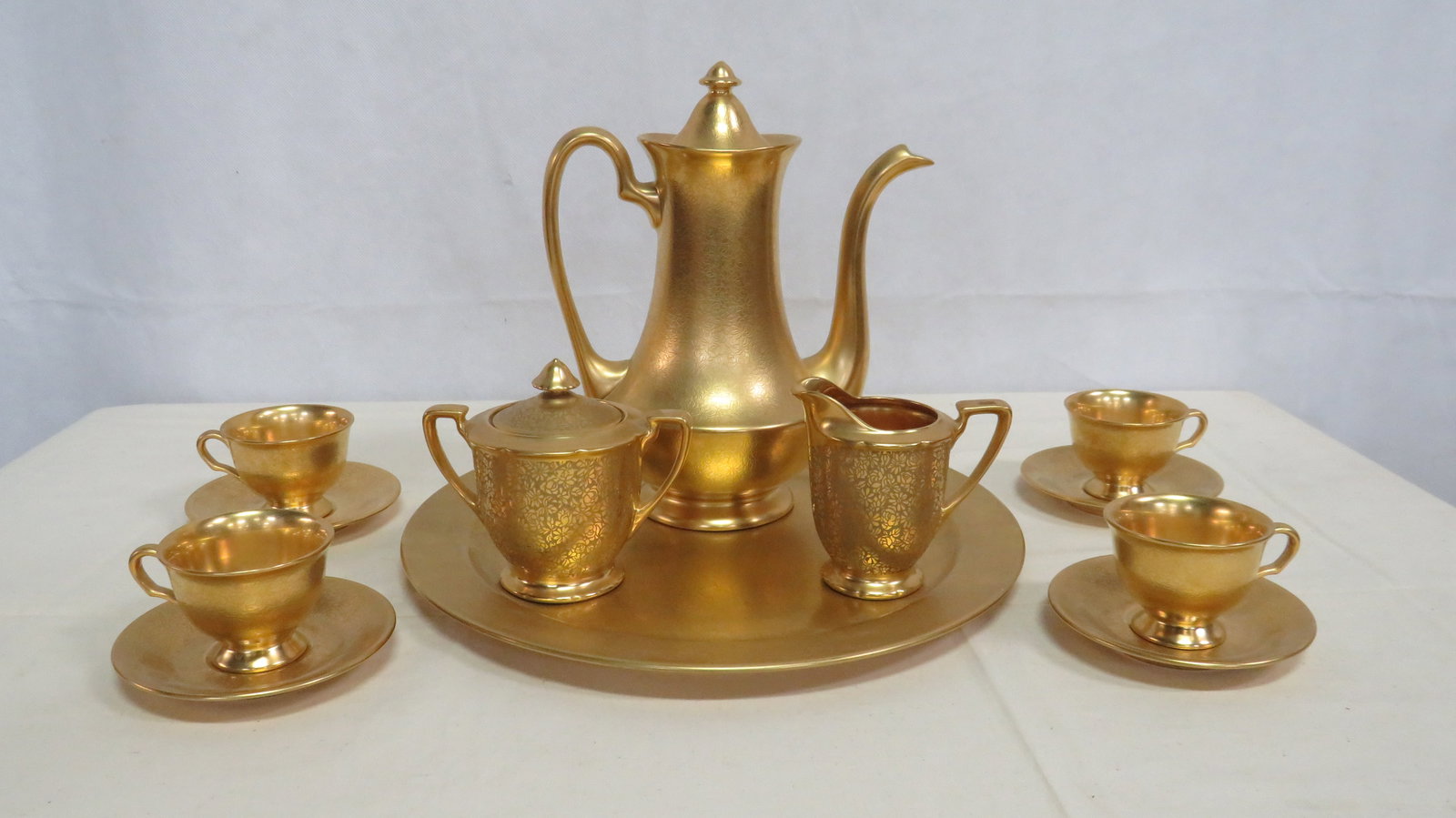 Vintage Pickard 24Kt Gold Rose & Daisy Tea Set (1 of 6)