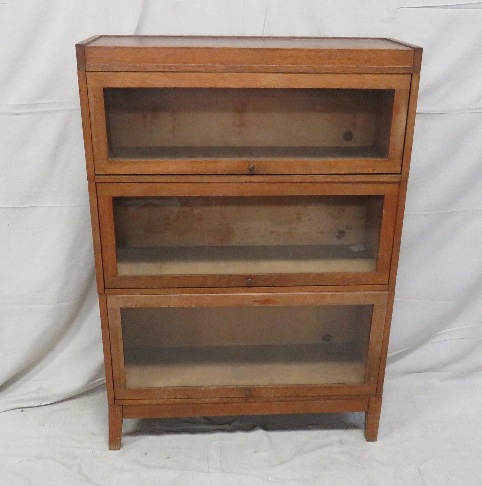 Antique Oak Three Stack Barrister Bookcase: Antique Oak Three Stack Barrister Bookcase in good condition, Udell, 49.5''H x 34.25''W x 12''D