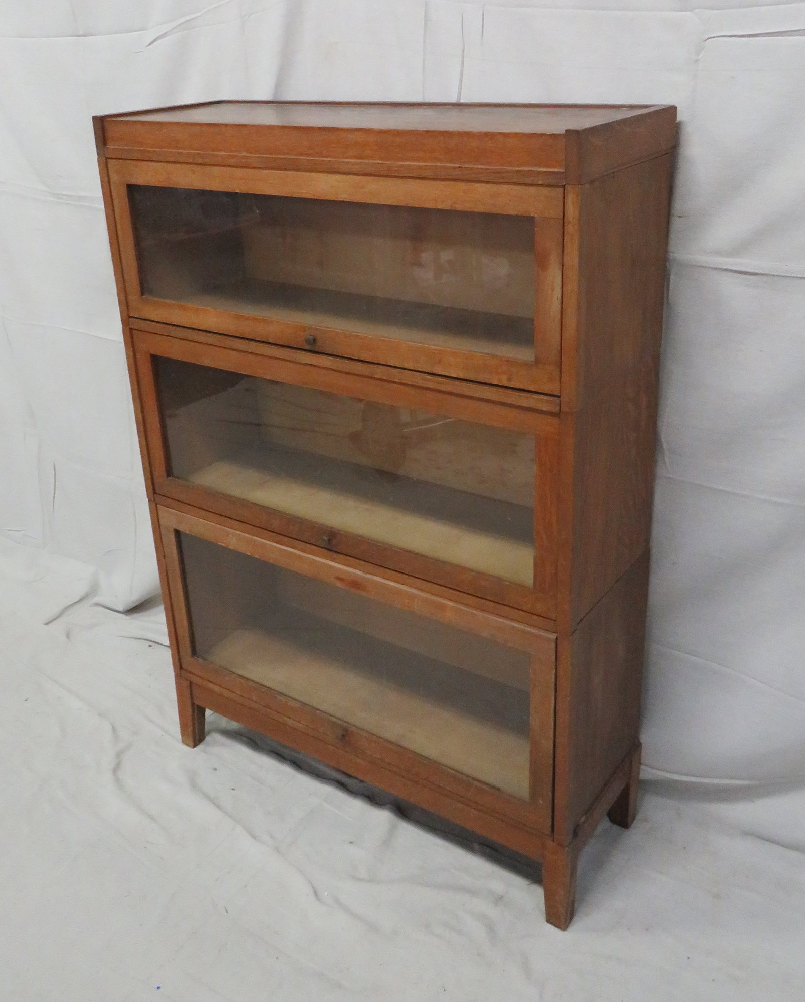 Antique Oak Three Stack Barrister Bookcase - 2