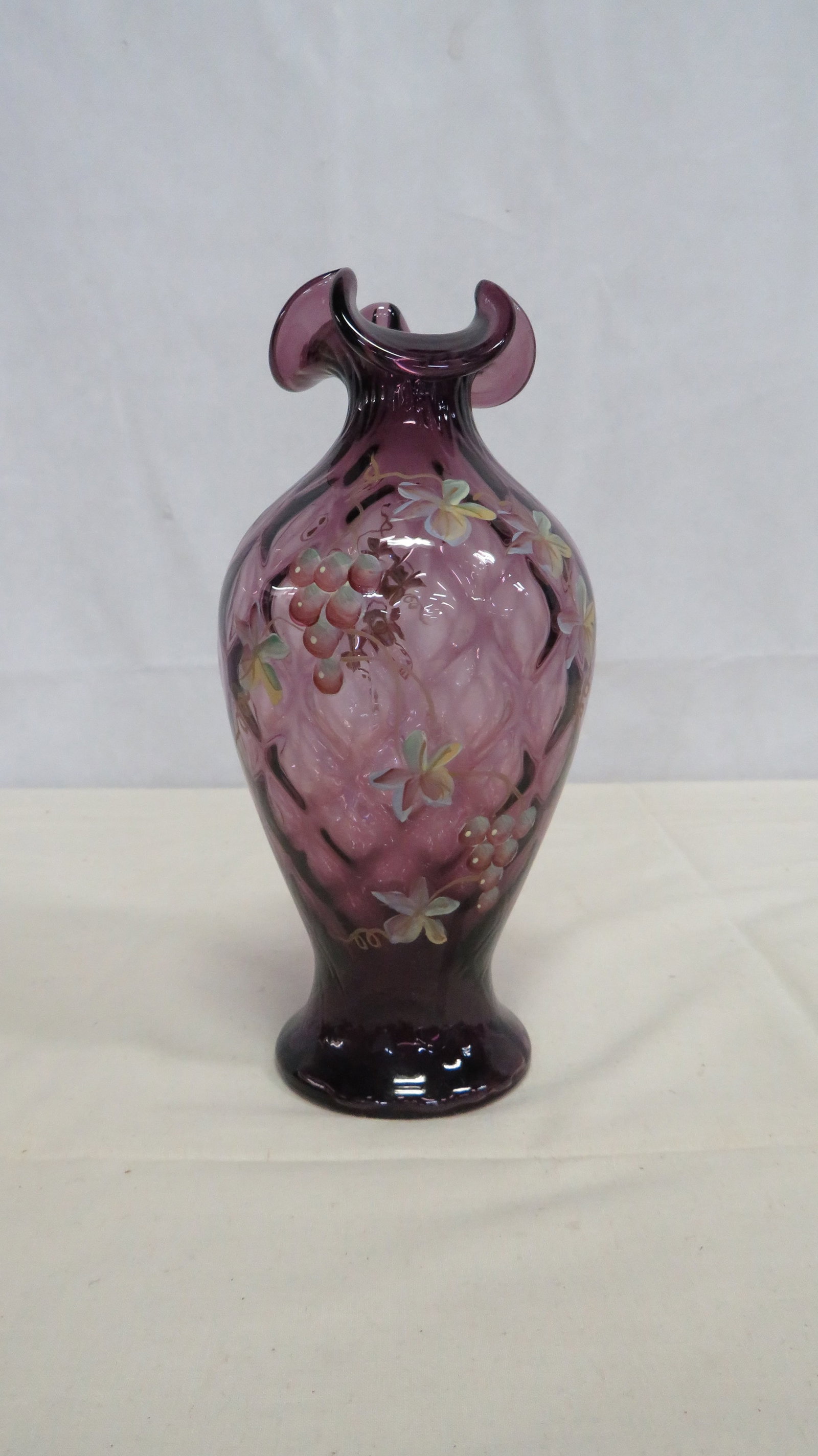 Vintage Fenton Amethyst Diamond Optic Vase (1 of 4)