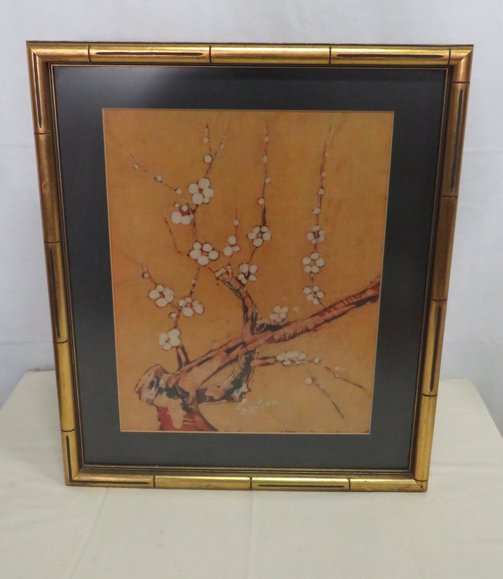 Asian Bossom Branch Print Gilt Bamboo Frame (1 of 3)