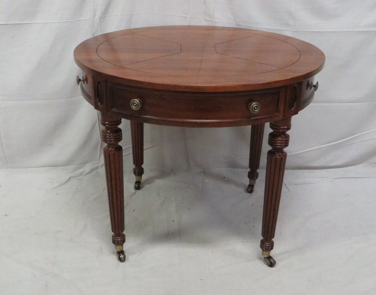 Vintage Henredon Registry Cherry Center Table: Vintage Henredon Registry Cherry Center Table in good condition, One Drawer, Reeded Legs, 28''H x 34''W x 34''D