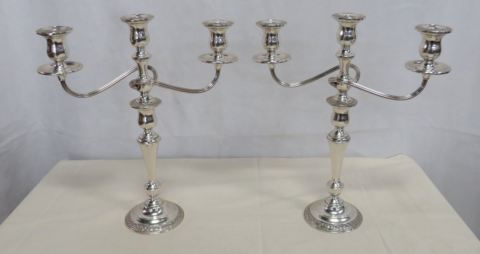 Pair of Sterling Three Light Candelabras (1 of 5)