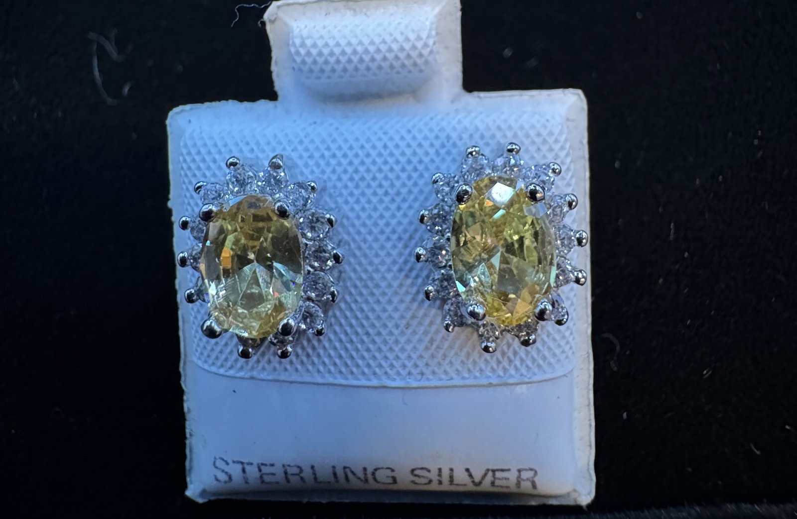 Sterling Earrings with Yellow Stones: Sterling Earrings with Yellow Stones in good condition,