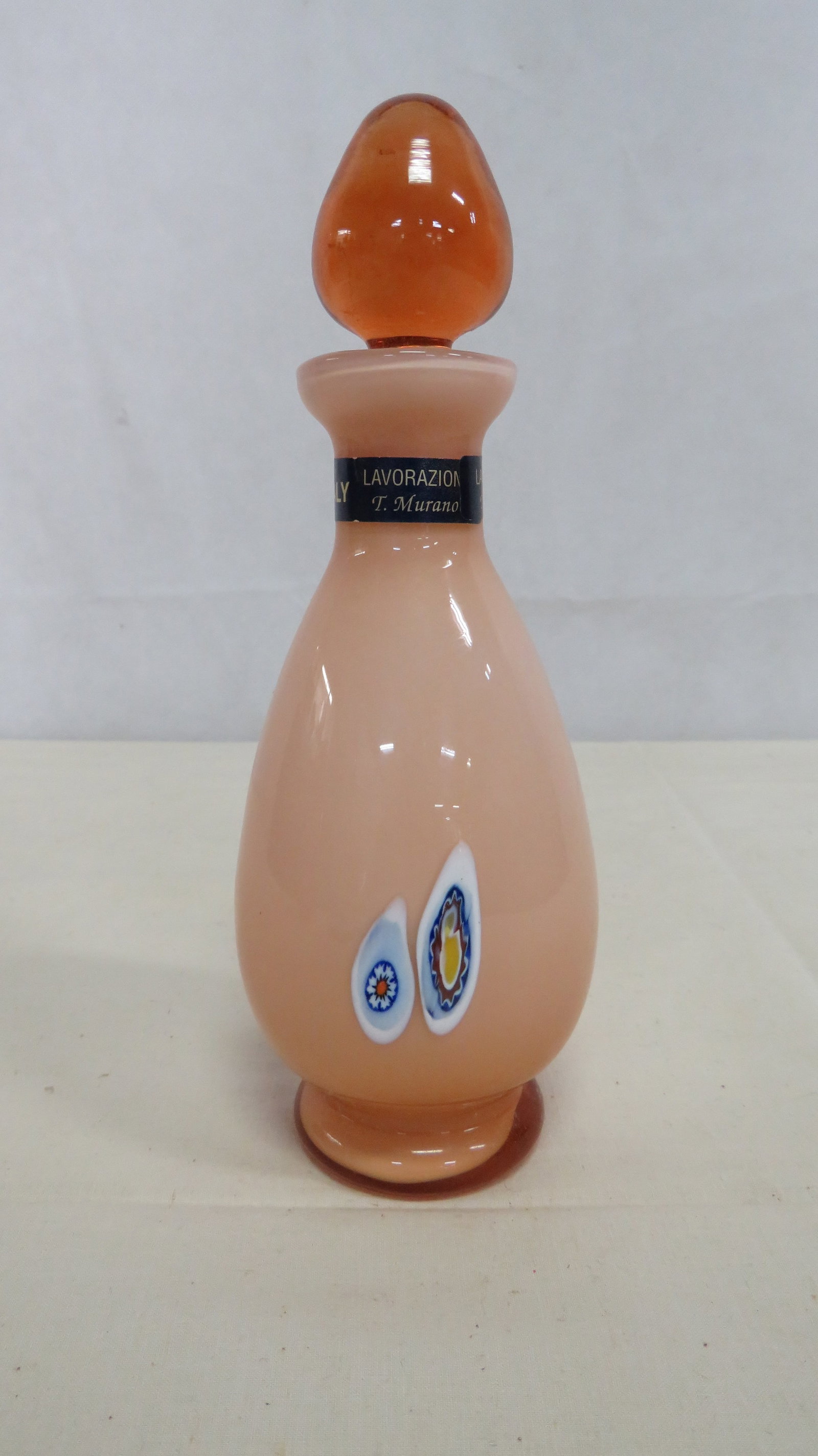 Vintage T Murano Art Glass Perfume Bottle: Vintage T Murano Art Glass Perfume Bottle in good condition. 7.75"H