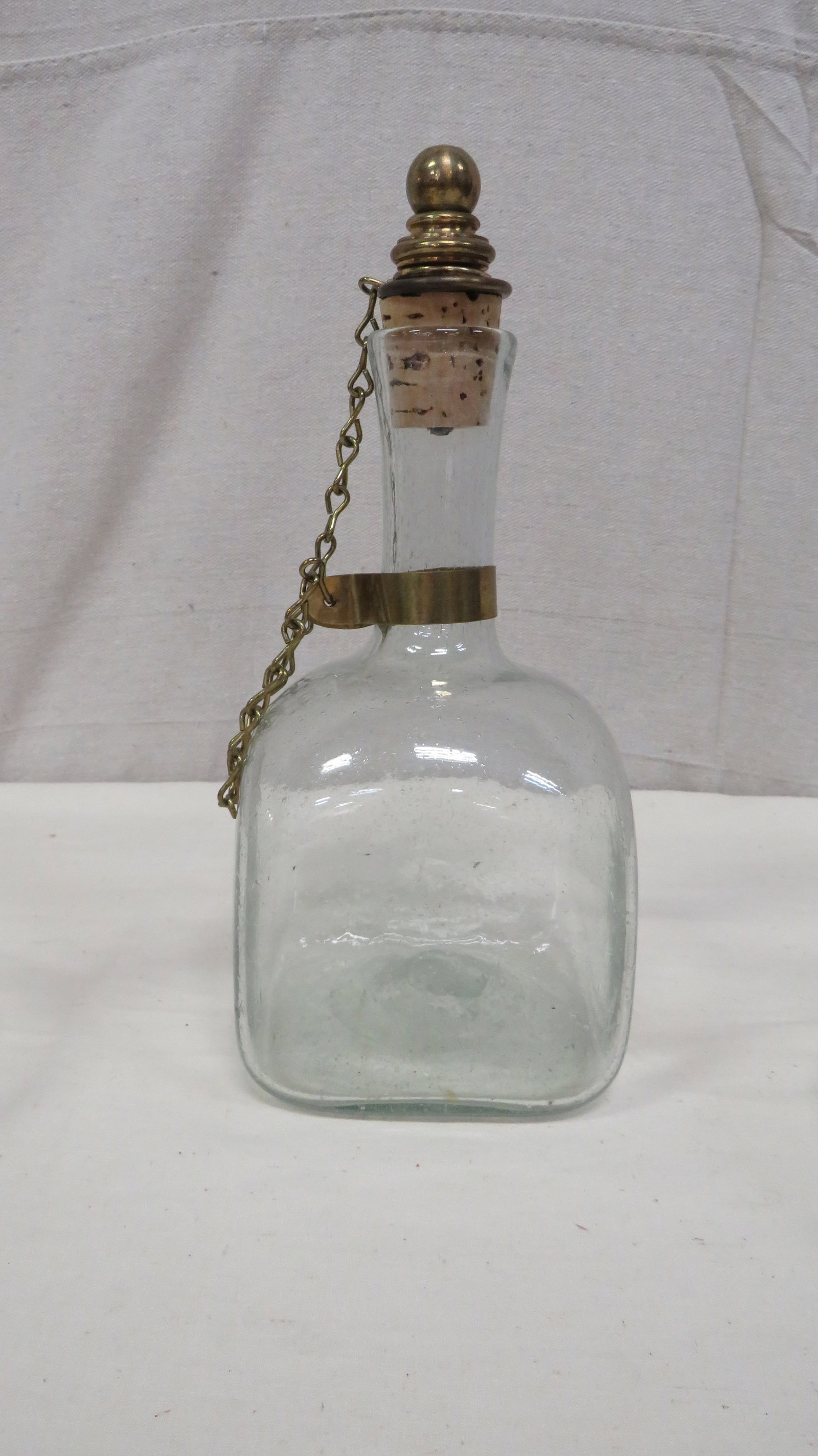 Antique Blown Glass Decanters Chain Stoppers (1 of 5)