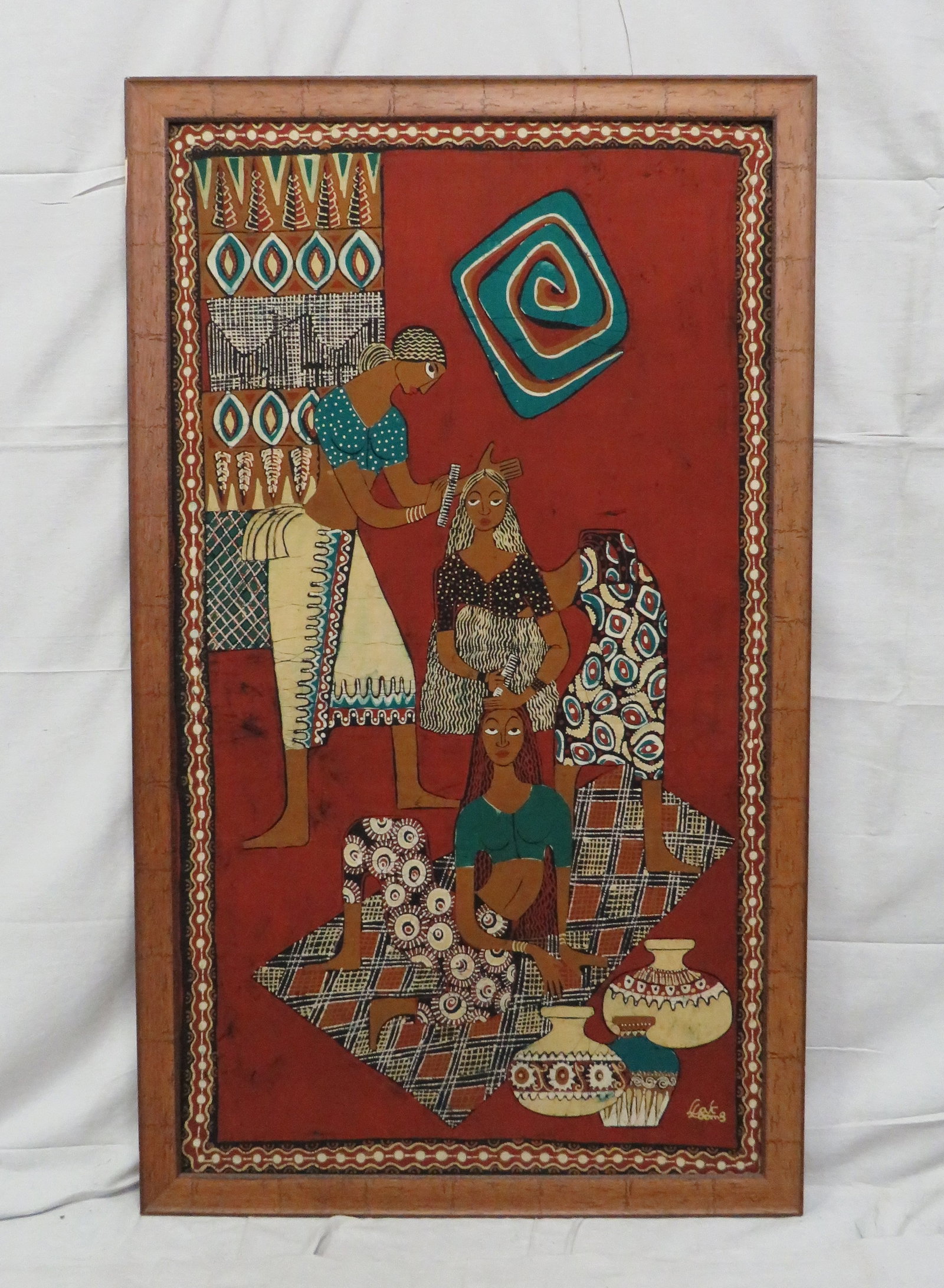 Vintage Boho Figural Painting Hair Scene Signed (1 of 2)