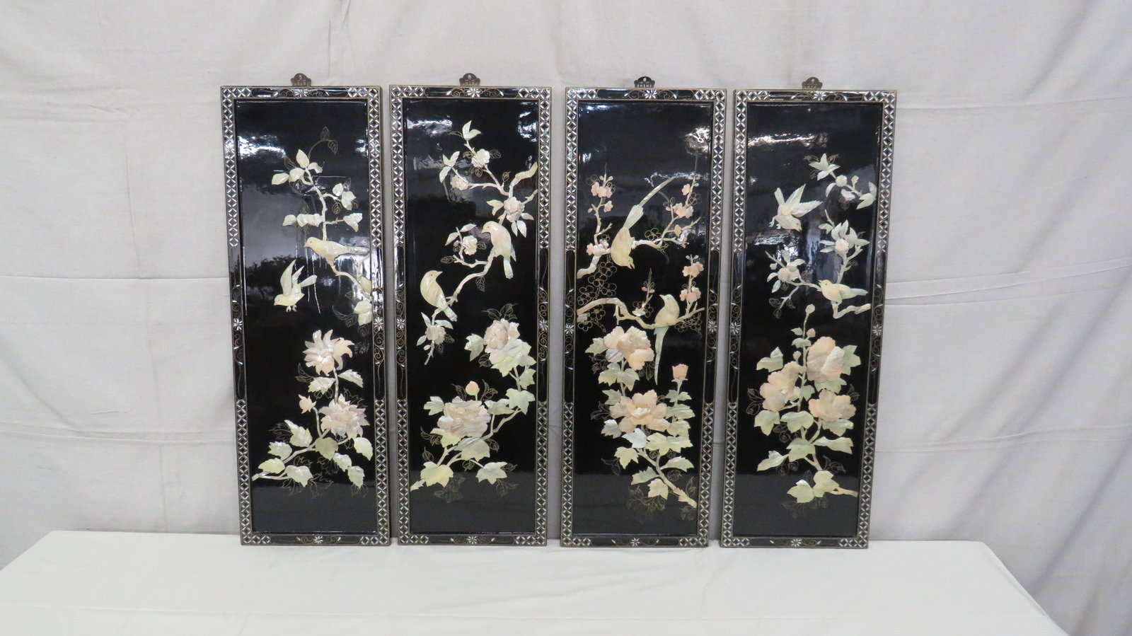 4 Large Chinese Lacquer Mother of Pearl Panels (1 of 7)