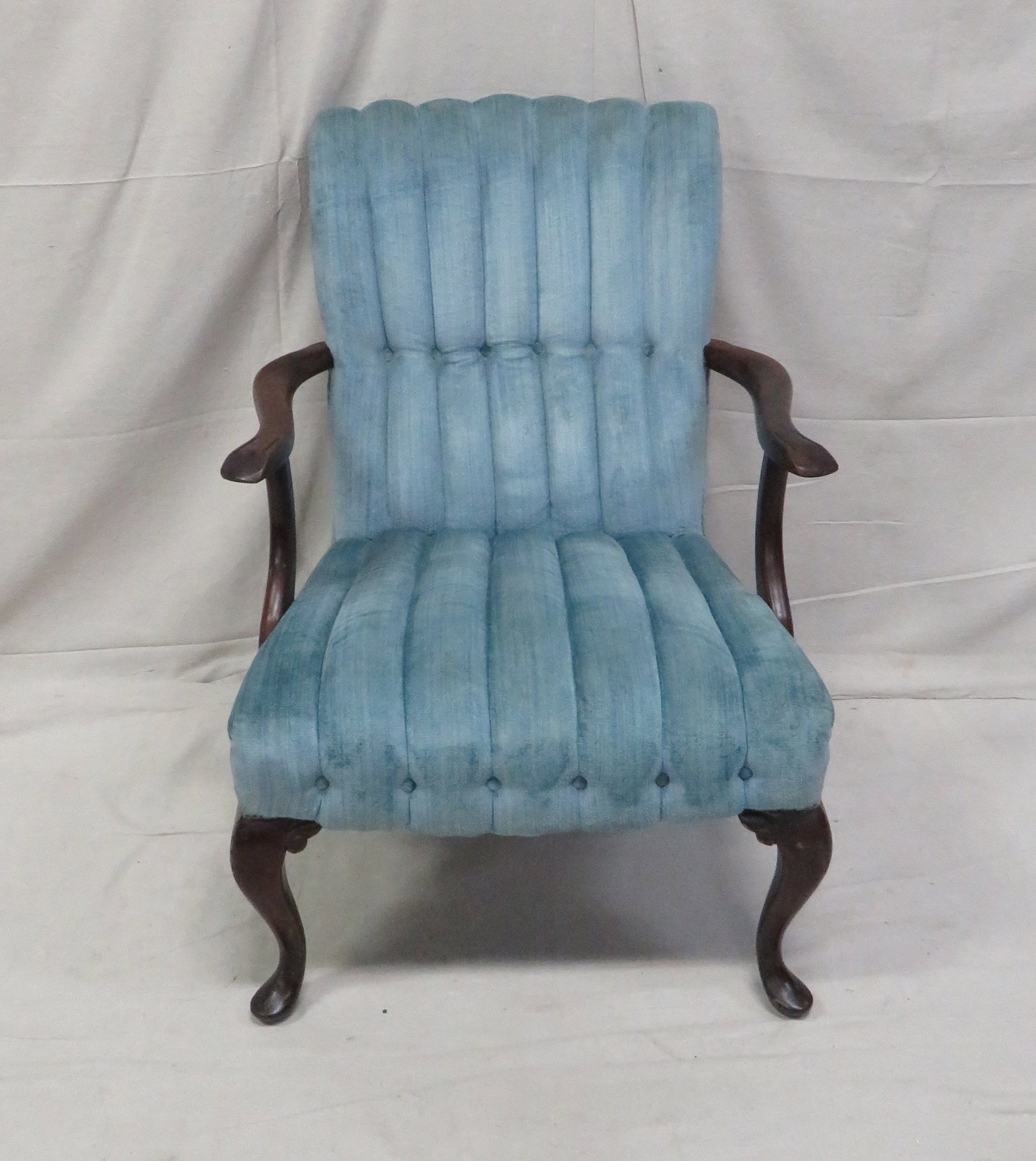 Vintage Channel Tufted Arm Chair: Vintage Channel Tufted Arm Chair in good condition, some wear consistent with age, 32''H x 25''W x 34''D