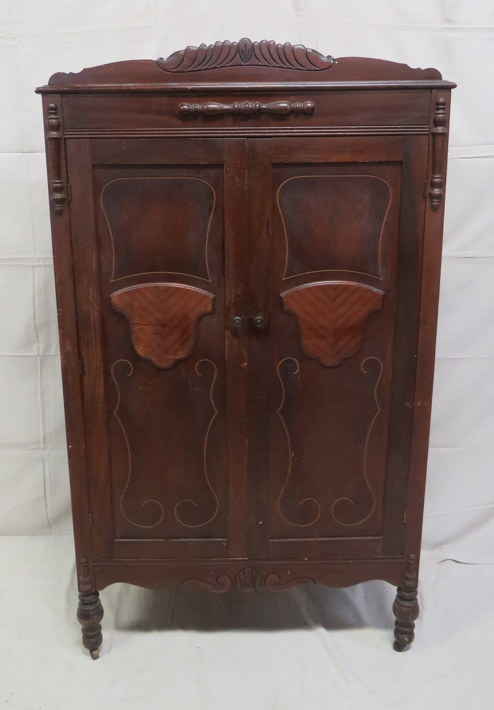 Vintage Deco Walnut Armoire: Vintage Deco Walnut Armoire in as found condition, 63.5''H x 37''W x 19''D