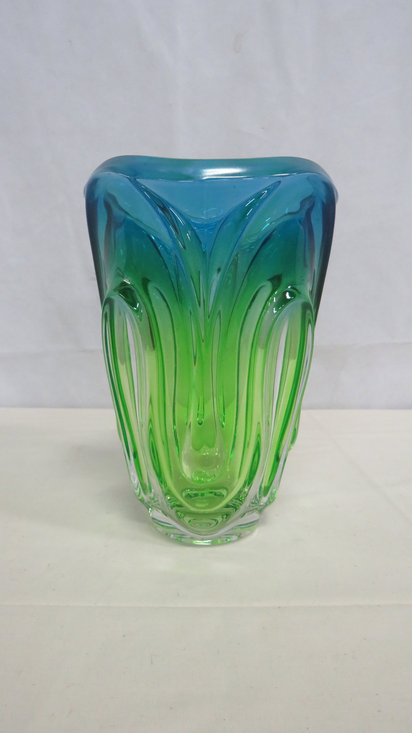 Mikasa Royal Symphany Art Glass Vase: Mikasa Royal Symphany Art Glass Vase in good condition with some minor chips. 9.5"H x 6.5"D
