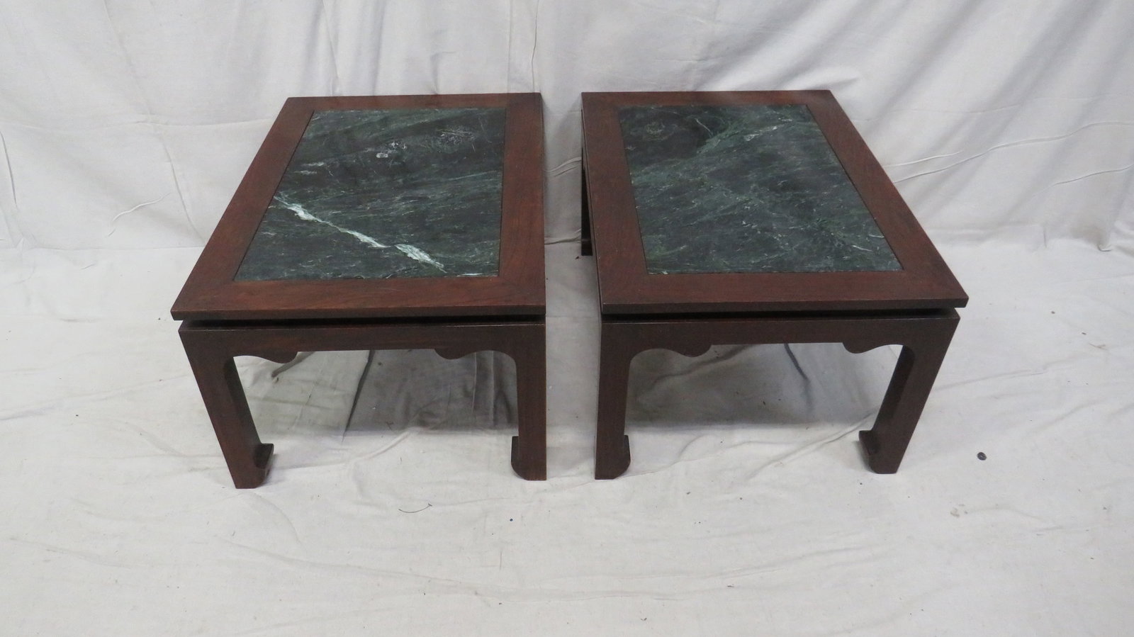 Pair of Vintage Chinoiserie Marble Top End Tables (1 of 3)