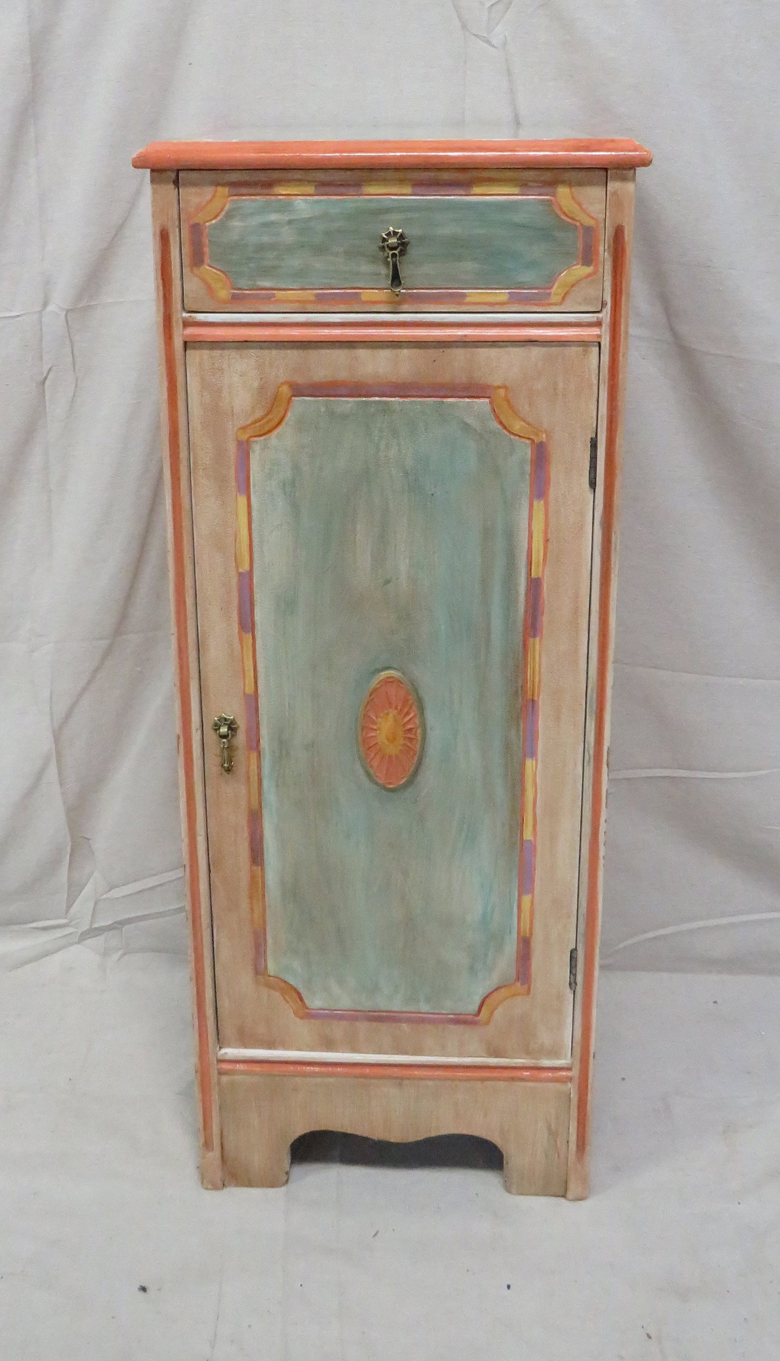 Hand Painted Cabinet: Hand Painted Cabinet in good condition, 36''H x 14.5''W x 13''D