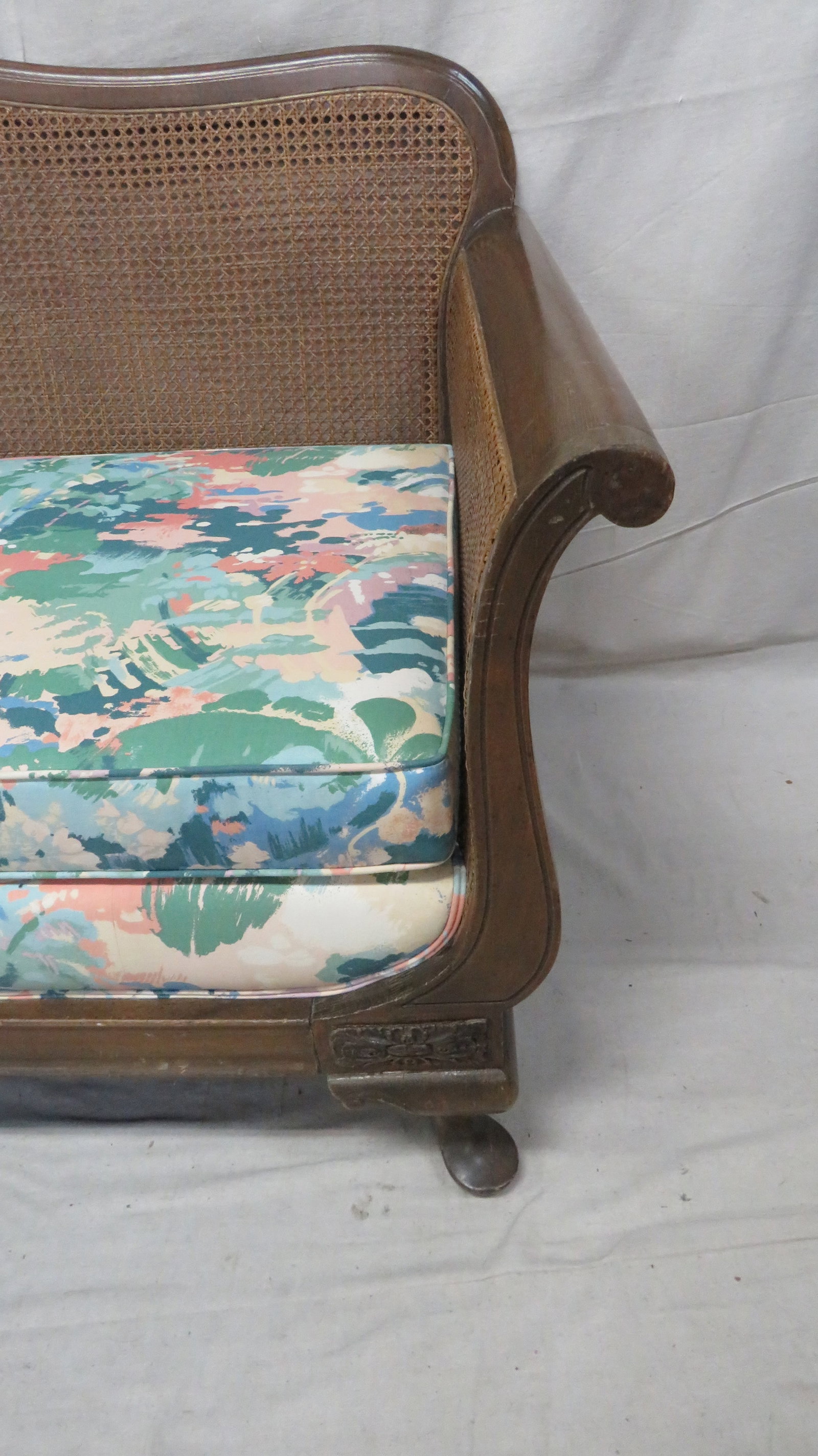 Antique Walnut Cane Back Sofa - 2