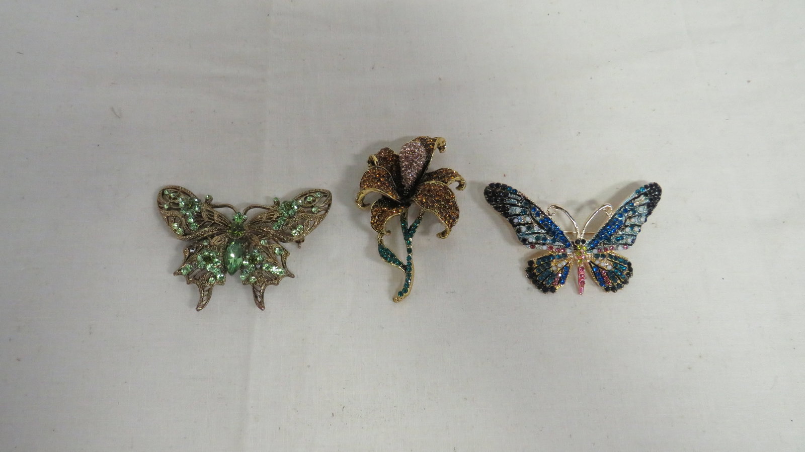 Rhinestone Butterflies & Floral Brooches (1 of 3)