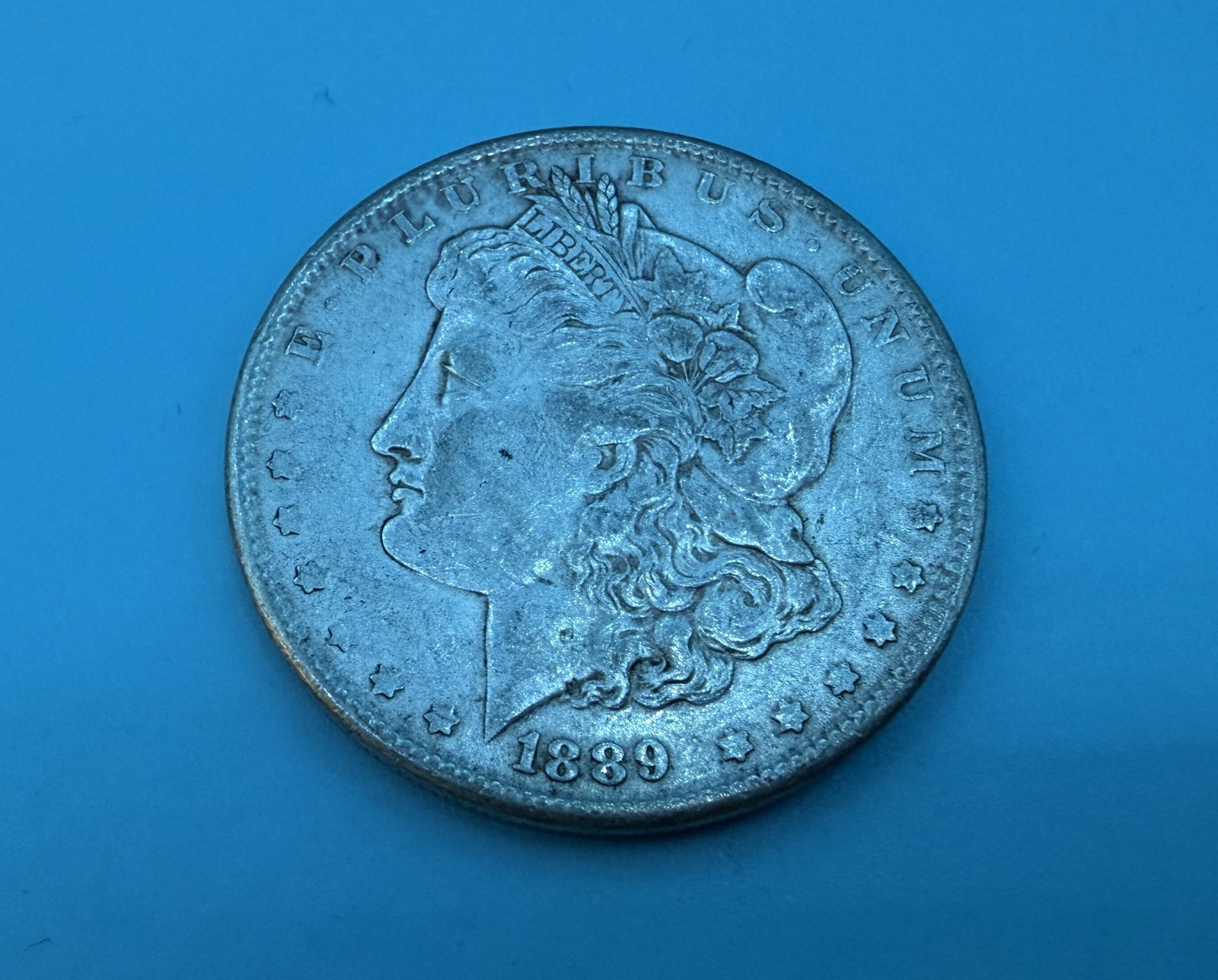 1889 Morgan Silver Dollar: 1889 Morgan Silver Dollar in circulated condition