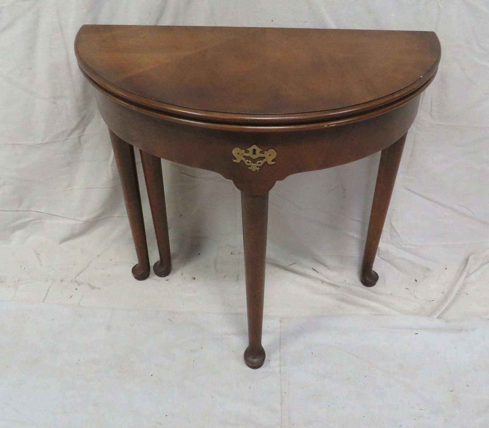 Vintage Henredon Burl Walnut Demilune Table (1 of 3)