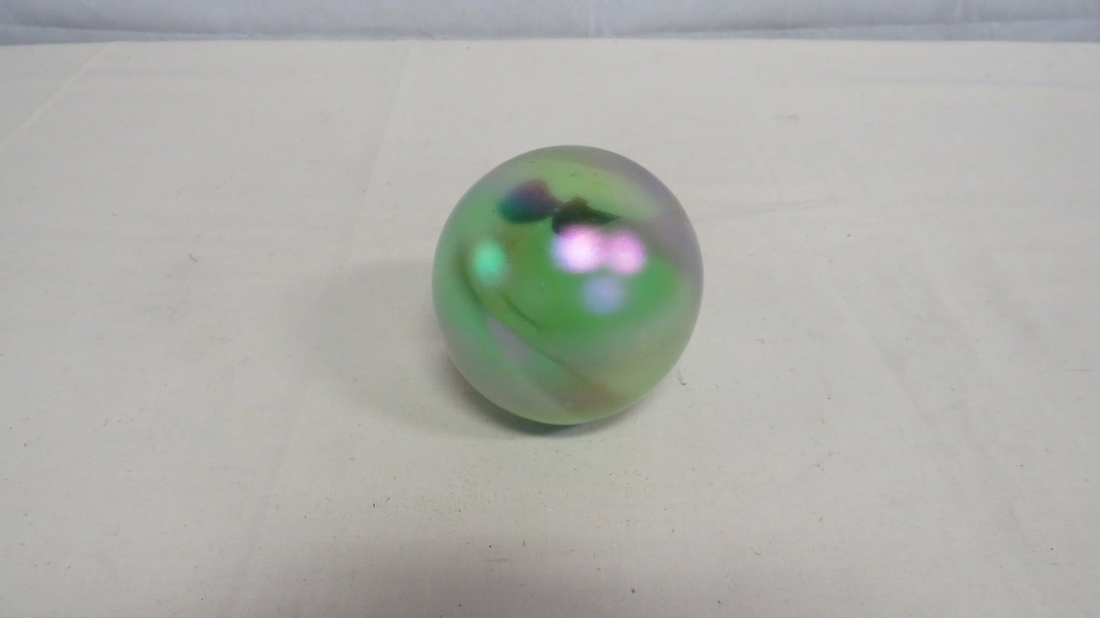 Vintage Art Glass Iridescent Swirl Paperweight (1 of 2)