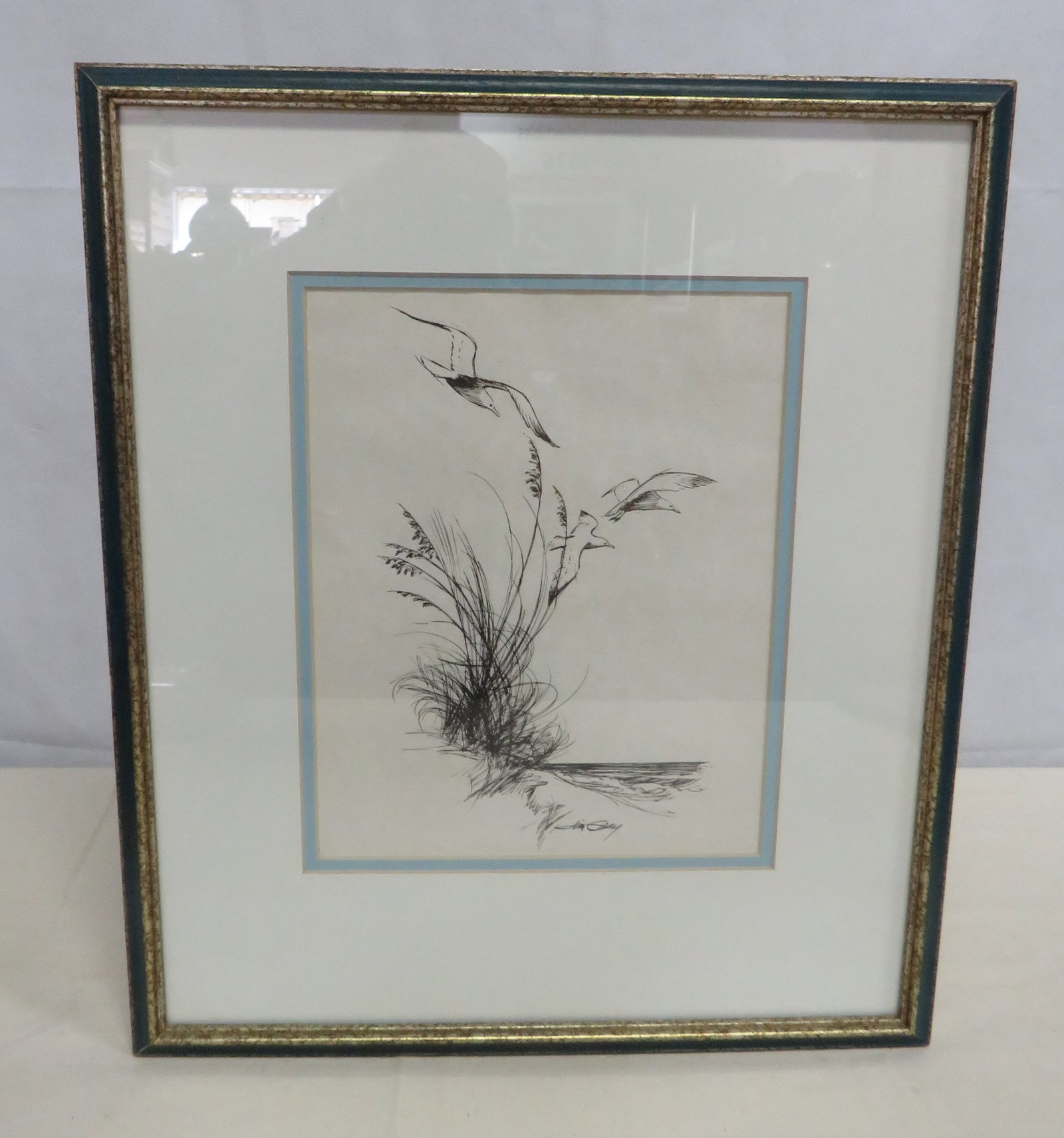 Vintage Jim Gray "Seagulls in Flight" Ink Drawing (1 of 3)