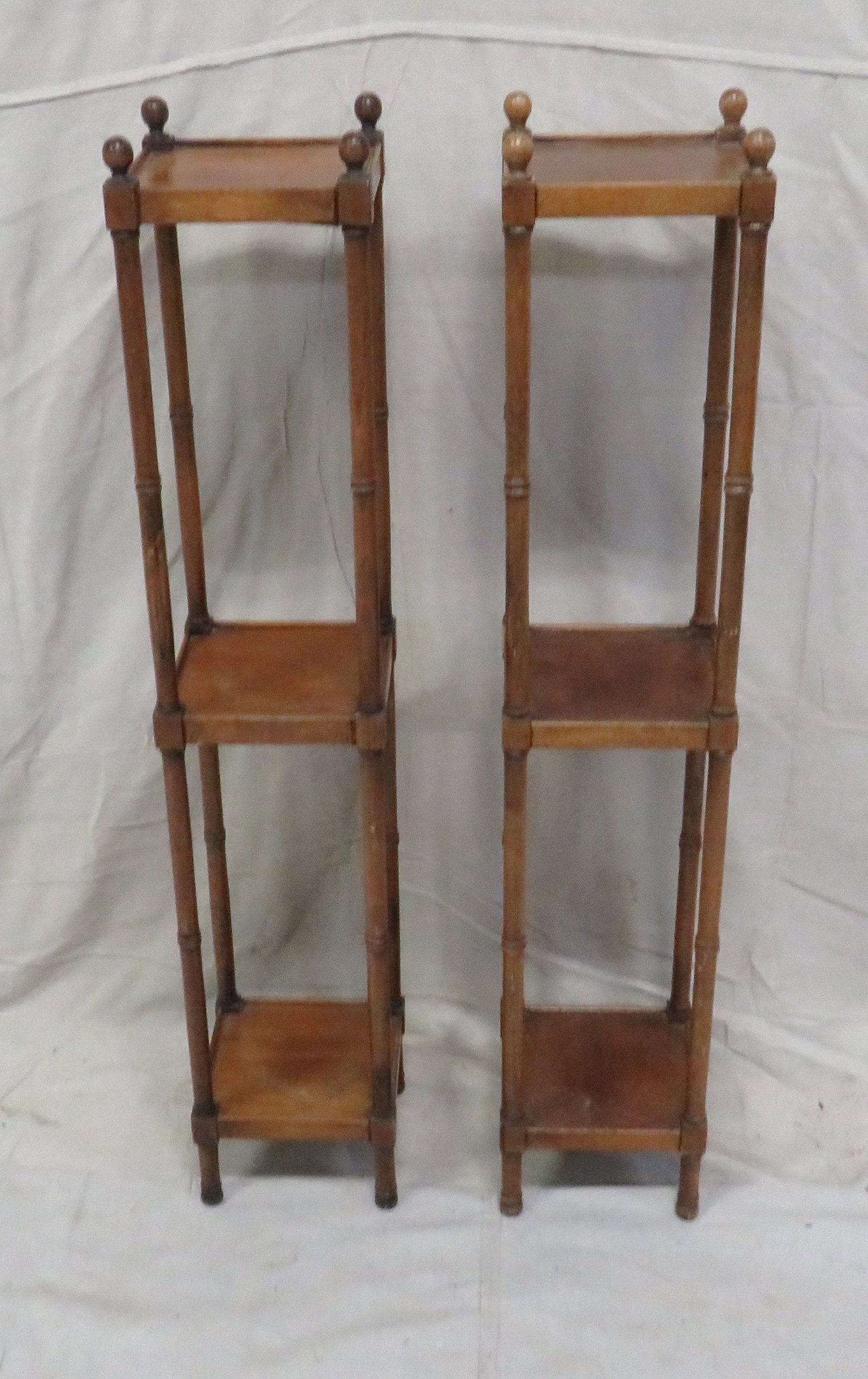Vintage Pair of Brandt Fern Stands: Vintage Pair of Brandt Fern Stands in as found condition, some finish issues, Regency Style, 42''H x 8''W x 8''D