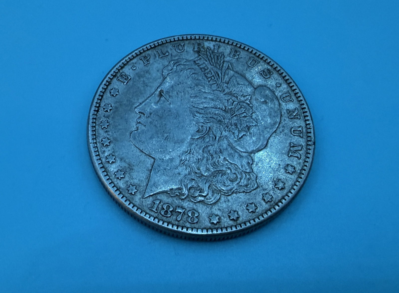 1878 Morgan Silver Dollar S: 1878 Morgan Silver Dollar S in circulated condition